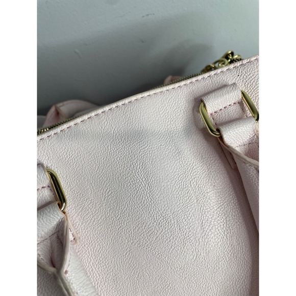 Betsey Johnson Pink Bow Studded Satchel Crossbody Bag Gold Hardware - Picture 7 of 8